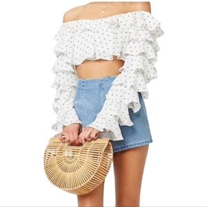 FOREVER 21 Polka Dot Tiered Flounce Crop Top Size Small